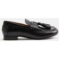 JAEGER Leather Tassel Block Heel Loafers Black