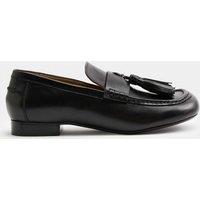 JAEGER Leather Tassel Block Heel Loafers Black