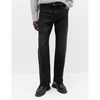 M&S Relaxed Straight Fit Authentic Rigid Jeans Black Denim