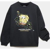 M&S Cotton Rich Spongebob Squarepants Christmas Sweatshirt (6-16 Yrs) Carbon
