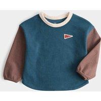 M&S Cotton Rich Textured Colour Block Top (2-8 Yrs) Green Mix