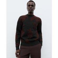 Autograph Wool Rich Floral Textured Crew Neck Jumper Black Mix