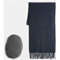 M&S Flat Cap and Scarf Set Grey Mix