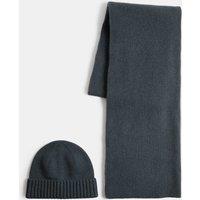 Autograph Merino Wool Hat and Scarf Set Medium Blue