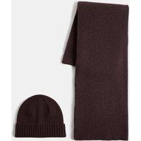 Autograph Merino Wool Hat and Scarf Set Dark Burgundy
