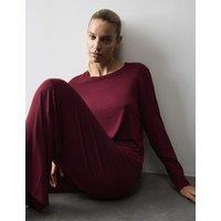 Autograph Modal Rich Long Sleeve Pyjama Top Dark Claret