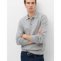 M&S Air-Yarn Polo Jumper Grey