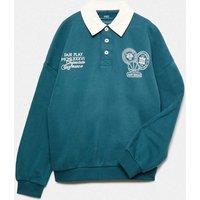M&S Cotton Rich Rugby Sweatshirt Teal