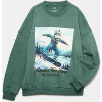 M&S Cotton Rich Christmas Sweatshirt Green