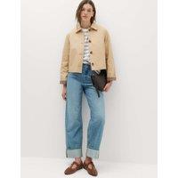 M&S Pure Cotton Short Button Through Jacket Sand