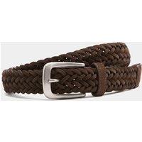 M&S Suede Slim Plaited Belt Dark Brown