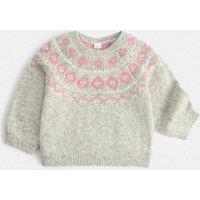 M&S Fairisle Jumper with Wool (0-5 Yrs) Grey