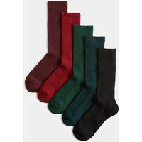 M&S 5 Pack Cotton Rich Casual Socks Multi