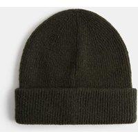 M&S Ribbed Knitted Beanie Hat Dark Khaki