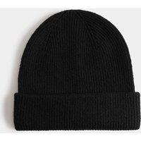 M&S Ribbed Knitted Beanie Hat Black
