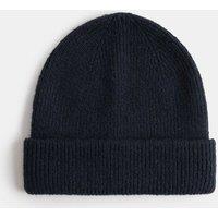 M&S Ribbed Knitted Beanie Hat Dark Navy
