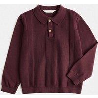 M&S Pure Cotton Knitted Polo Shirt (2-8 Yrs) Burgundy