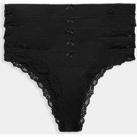 M&S 5 Pack Cotton Rich Ribbed Brazilian Knickers Black