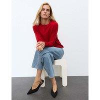 Autograph Pure Cashmere Crew Neck Button Front Cardigan Ruby Red