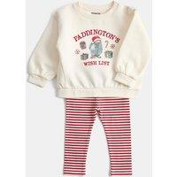 M&S 2 Pack Cotton Rich Paddington Christmas Top & Bottom Outfit Red Mix