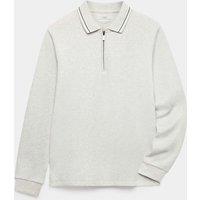 M&S Pure Cotton Half Zip Polo Top (6-16 Yrs) Grey Marl