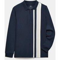 M&S Pure Cotton Striped Polo Shirt Navy Mix