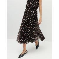 M&S Mesh Polka Dot Midi A-Line Skirt Black Mix