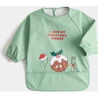 M&S Christmas Feeding Bib (6 Mths-3 Yrs) Smokey Green
