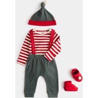 M&S 4pc Christmas Outfit (0-1 Yrs) Green Mix