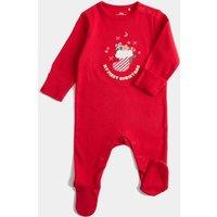 M&S Pure Cotton My First Christmas Sleepsuit (7lbs - 12 Mths) Red