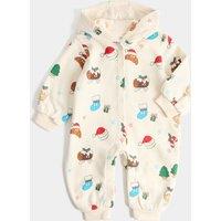 M&S Christmas Print All in One Outfit (Newborn-3 Yrs) Light Cream
