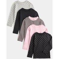 M&S 5 Pack Pure Cotton Patterned Tops (2-10 Yrs) Blossom