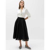 M&S Jacquard Floral Midi Circle Skirt Black