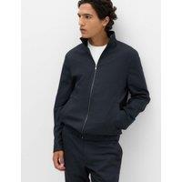 M&S Regular Fit Pindot Funnel Neck Suit Jacket Navy
