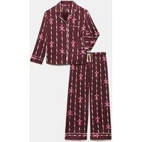 M&S Satin Bow Revere Pyjamas (6-16 Yrs) Chocolate Mix