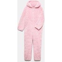 M&S Kids' Fleece Pink Carved Heart Onesie (3-16 Yrs) Pink