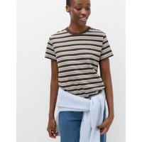 M&S Pure Cotton Striped T-Shirt Chocolate Mix