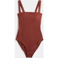 M&S Firm Control Ribbed Square Neck Swimsuit Redwood