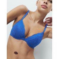 M&S Jasmine Lace Wired Plunge Bra A-E Electric Blue