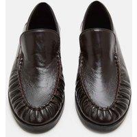 M&S Leather Ruched Loafers Wine