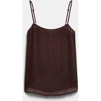 M&S Beaded Embroidered Cami Top Brown