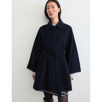 JAEGER Pure Wool Oversized Cape Coat Navy