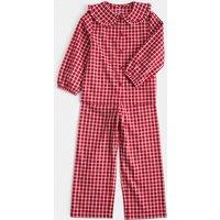 M&S Pure Cotton Checked Revere Pyjama Set (12 Mths-10 Yrs) Red Mix
