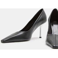M&S Leather Stiletto Heel Chisel Toe Court Shoes Black