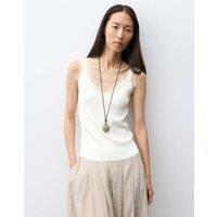 Autograph V-Neck Lace Detail Fitted Vest Top Cream