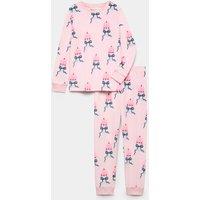 M&S Graphic Fleece Pyjama Set Pink Mix