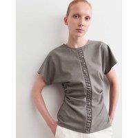 JAEGER Wool Rich Ruched Top Charcoal