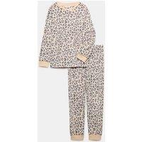 M&S Kids' Fleece Leopard Print Pyjamas (1-16 Yrs) Neutral