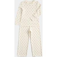 M&S Cosy Ribbed Bow Pyjama Set Ivory Mix