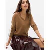 M&S V Neck Relaxed Jumper Caramel
